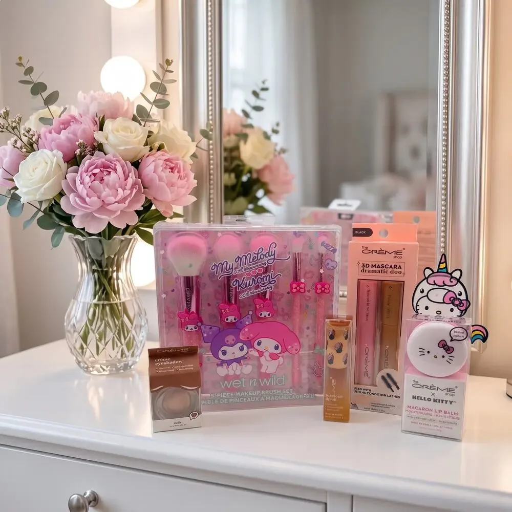 My Melody Kuromi Hello Kitty Crème Shop Beauty Makeup Bundle NWT